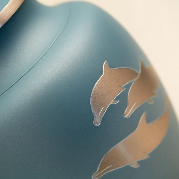 Closeup of Aria Dolphins Cremation Urn