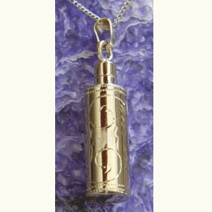 Etched Cylinder Vermeil Cremation Pendant