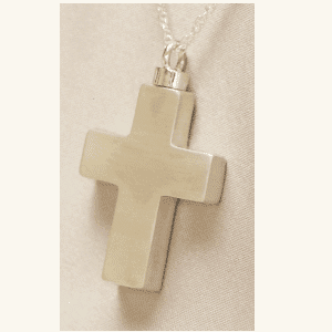 Silver Medium Cross Urn Necklace