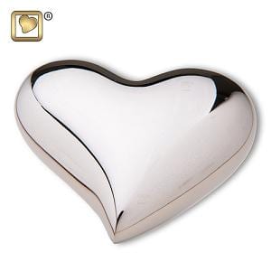 Bright Silver Heart Urn