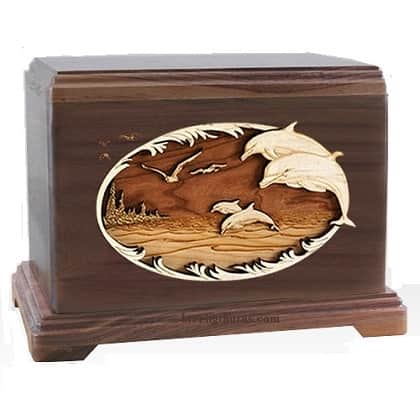 Dolphins are Free Walnut Extra Large Urn
