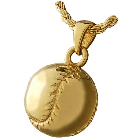 Gold Baseball Cremation Necklace