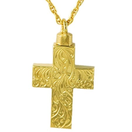 Etched Cross Cremation Pendant