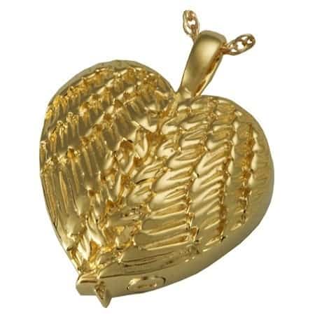 Heart Shape Angel Wings Gold Pendant