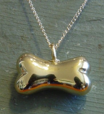Dog Bone Necklace 14 kt Gold Plated