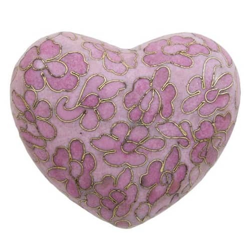 Pink Cloisonne Heart Urn