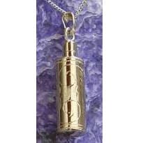 Etched Cylinder Vermeil Cremation Pendant