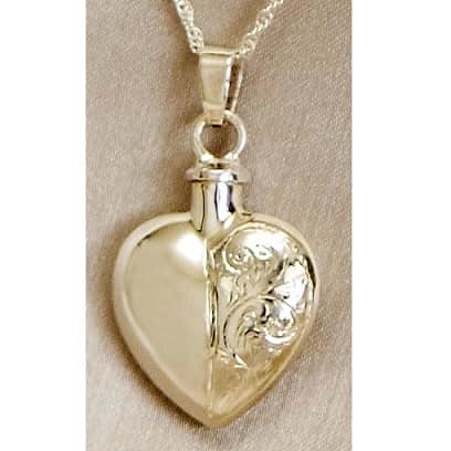 Half Etched Heart Urn Necklace
