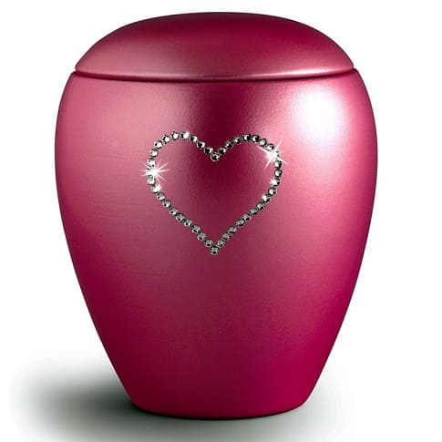 Swarovski Heart Urn Burgundy