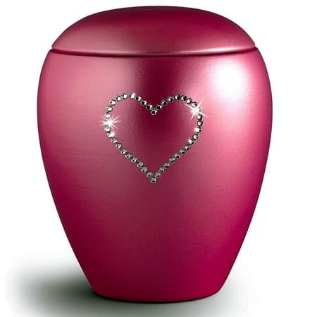 Swarovski Heart Urn Burgundy