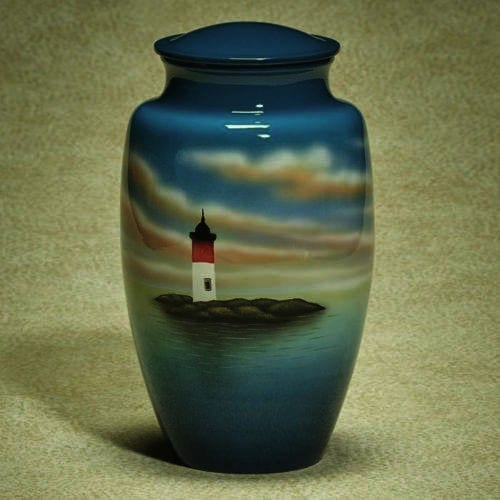 Hand Painted Lighthouse Urn