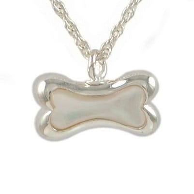 Dog Bone Mother of Pearl Necklace for Ashes