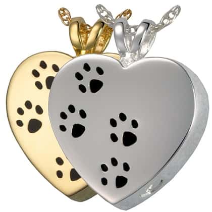 Paw Prints on My Heart 14 Kt. Gold Plate Pendant