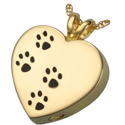 Paw Prints on My Heart 14 Kt. Gold Plate Pendant