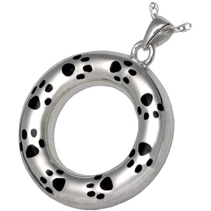 Eternity Silver Paw Prints Keepsake Pendant