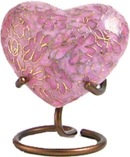 Pink Cloisonne Heart Urn