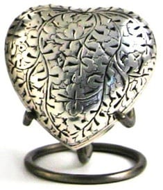 Silver Oak Leaf Heart Urn