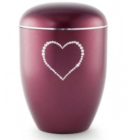 Swarovski Heart Urn Burgundy