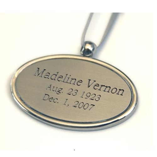 Silver-tone Urn Engraving Pendant