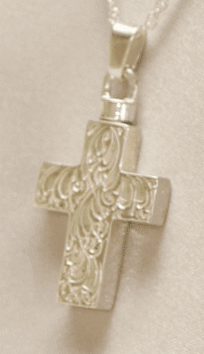 Silver Etched Cross Jewelry for Ashes