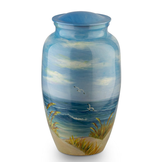 Hand Painted Beach Urn with Sand Dunes