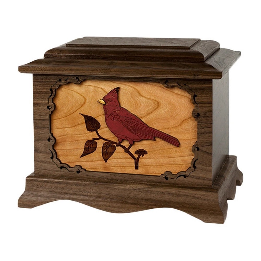 Wood Cardinal Urn carved