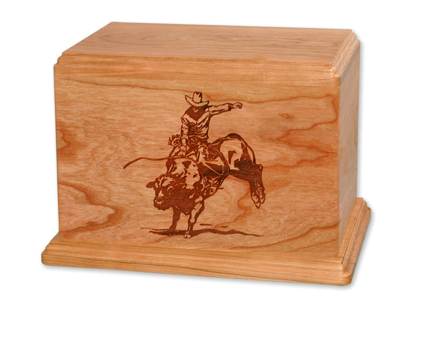 Cowboy Cherry Wood Bull Rider Urn