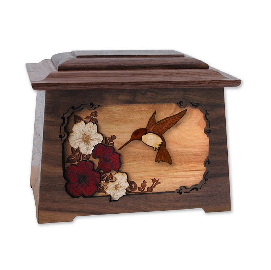 Hummingbird Wood Cremation Urn Walnut Astoria