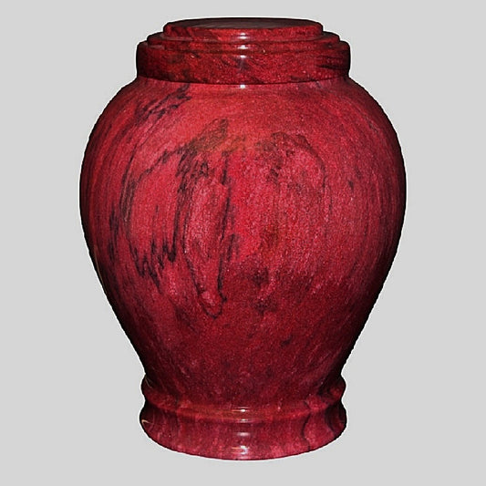 Marbled Red Heart Classic Vase Cremation Urn Shown with 3D Solid Metal  Medallion- 935