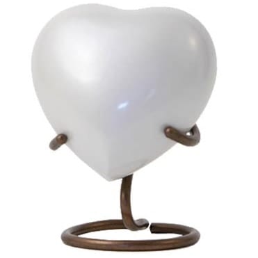 White Pearl Heart Keepsake Urn