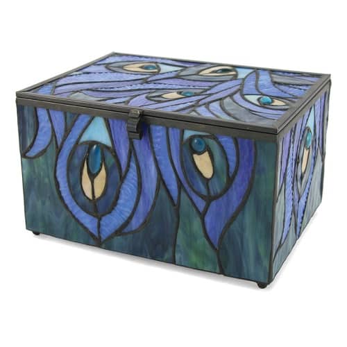 Memory Chest Glass Urn Sapphire Peacock