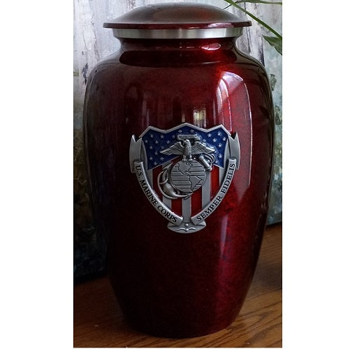 3D Deep Red Marine Corps Urn