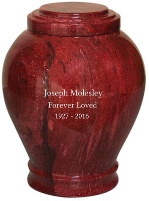 Red Marble Cremation Urn