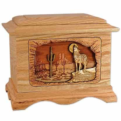 Desert Moon Wolf Urn Oak