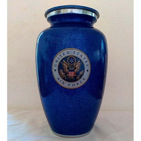 blue urn with Air Force Medallion image.
