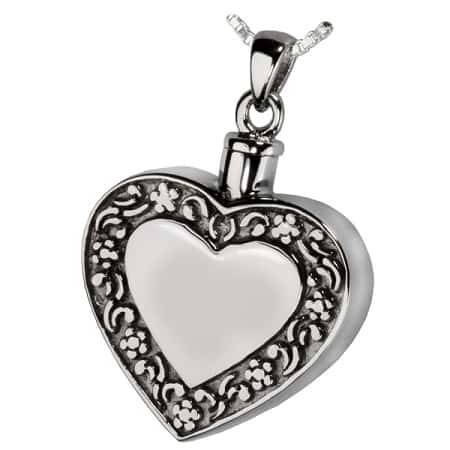 Heart with Floral Trim Ashes Jewelry Pendant