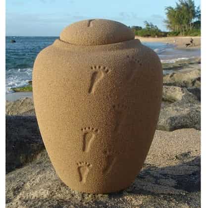 Beach Footprints biodegradable urn for ashes