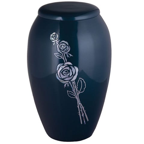 Blue Urn with Rose Inlay