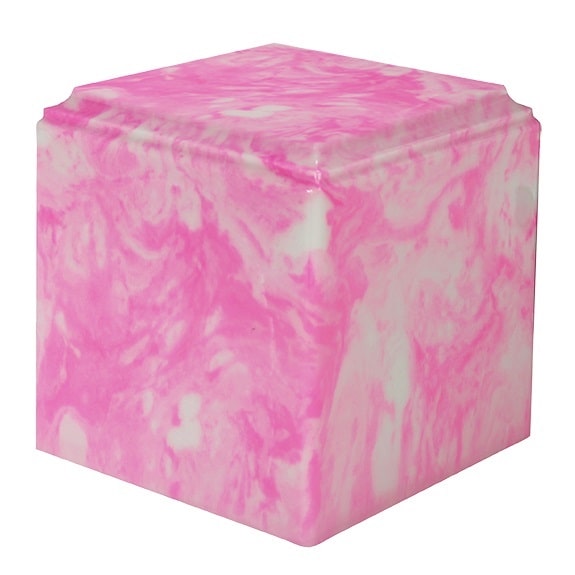 Carnation Pink Cube Large Marble Urn