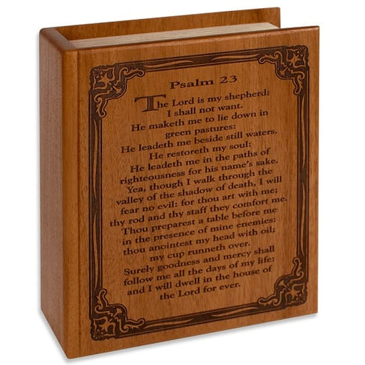 Wood 23rd Psalm Bible Cremation Urn