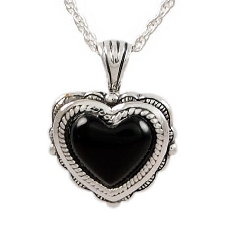 Silver Heart Onyx Ashes Necklace
