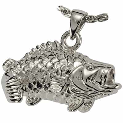 Silver Bass Fish Ashes Jewelry Pendant