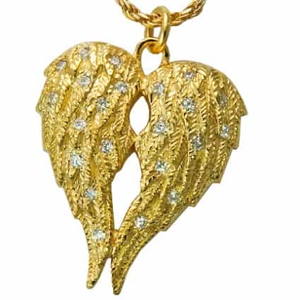 Angel Companion Gold Double Chamber Cremation Necklace