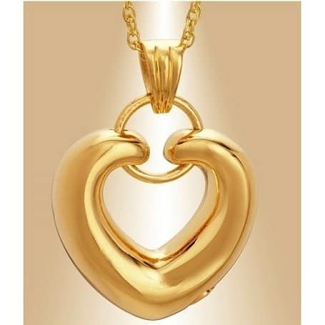 Gold Ringed Heart Ashes Pendant
