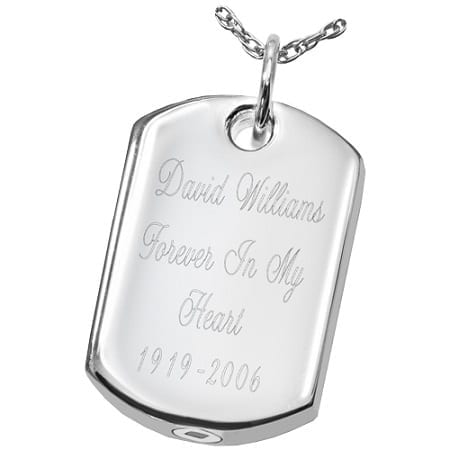 Silver Dog Tag Cremation Pendant