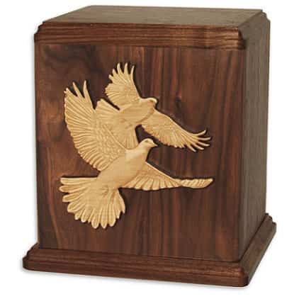 Doves Wooden Urns for Ashes