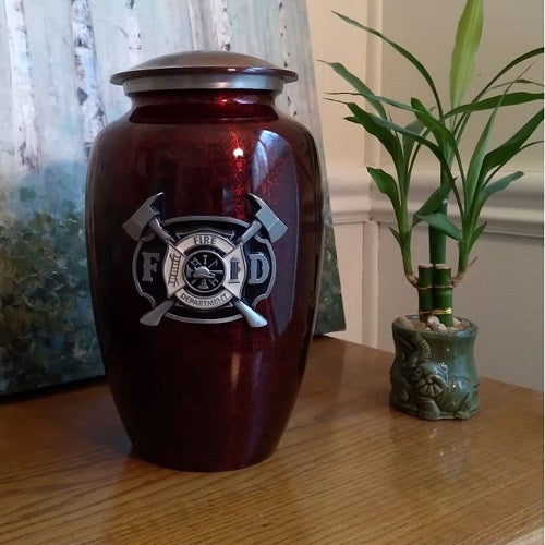 Firefighter Urn with 3D Medallion