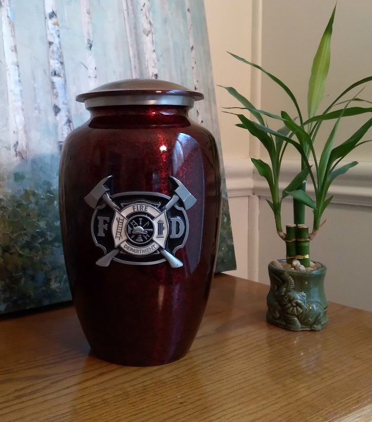 Firefighter Urn with 3D Medallion