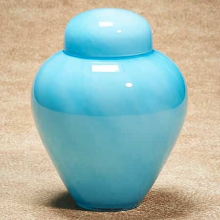 Moonlit Aqua Glass Urn
