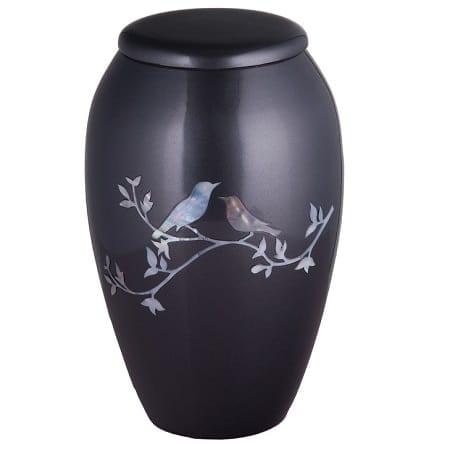 Gray Mother of Pearl Birds Urn